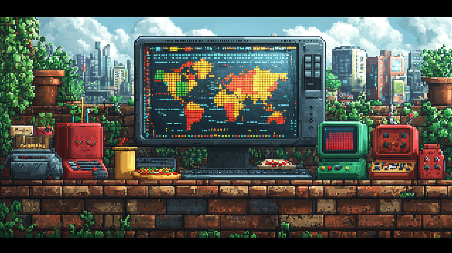 Global Coding Dojo - 8-bit pixel art illustration